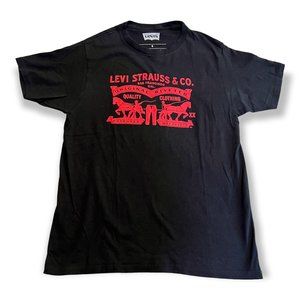 Levi's Mens Black Red Classic Horse Logo T-shirt SZ M Western Cali Original